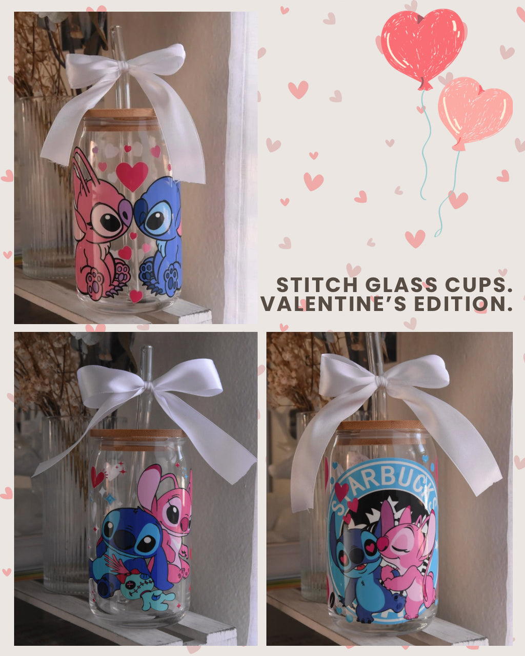 Stitch Glass Cups | Valentine’s Edition